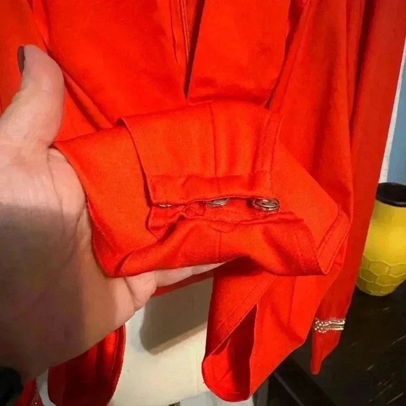 Vintage Orange Mignon Snap Bottom Body Suit. Sparkle Accent. Long Sleeve. Size m - Picture 5 of 10